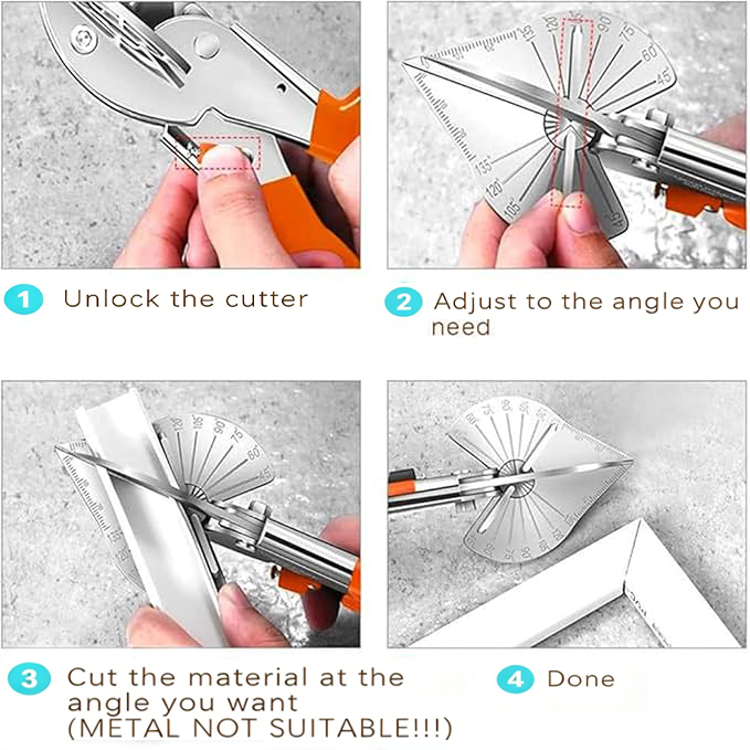 Denlio® Adjustable Miter Shears – Versatile Precision Tool for Moulding, Trim, and Home Repair Projects (45°–135°)
