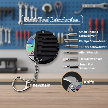 Denlio® Compact Folding Multitool Keychain Tool with Screwdriver Set – Mini Utility Cutter for Home Repair & Daily Maintenance