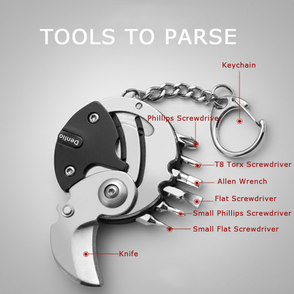 Denlio® Compact Folding Multitool Keychain Tool with Screwdriver Set – Mini Utility Cutter for Home Repair & Daily Maintenance