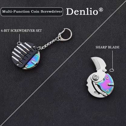 Denlio® Compact Folding Multitool Keychain Tool with Screwdriver Set – Mini Utility Cutter for Home Repair & Daily Maintenance